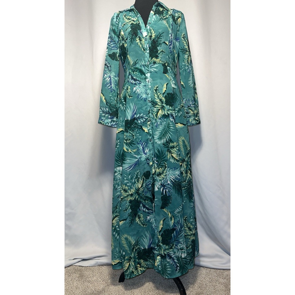 Spoon Jeans Tropical Leaf Print Maxi Shirt Dress – Size S